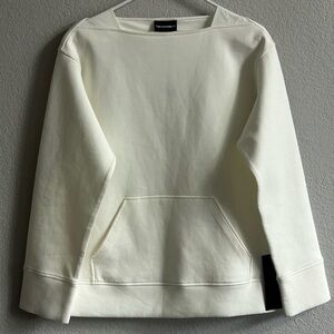 Emporio Armani block style sweatshirt, women’s size large. Off white, NWT.